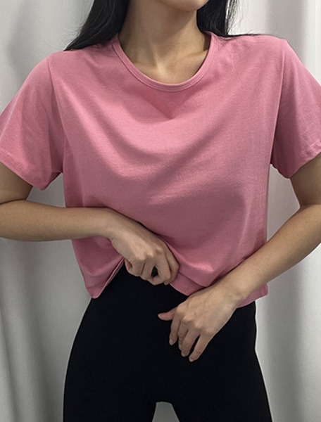 [오브르밍] 여성 루즈 라운드 크롭 반팔 티셔츠